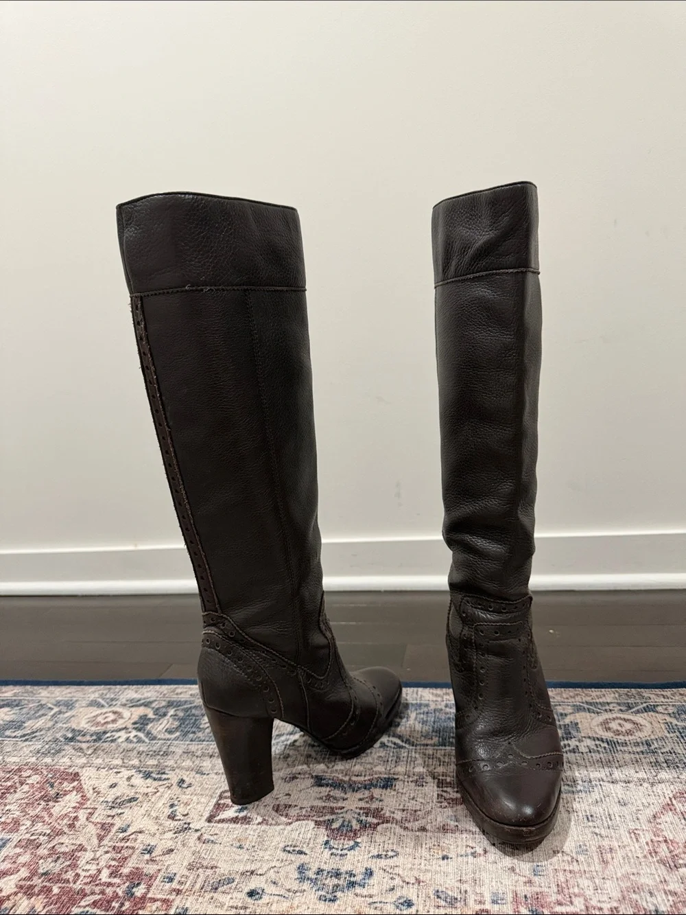 MICHAEL Michael Kors Chocolate Brown Leather Over-The-Knee Block Heel Boots